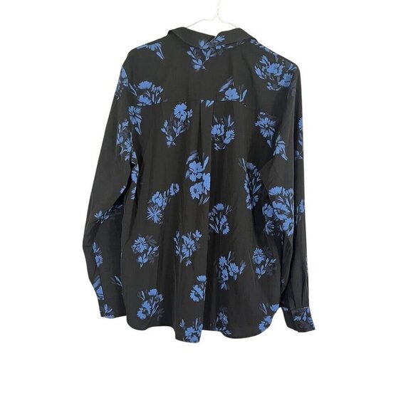 H & M Top Women 12 Blue Floral Western Boho Retro Classic Flowy Summer Concert - Picture 9 of 15